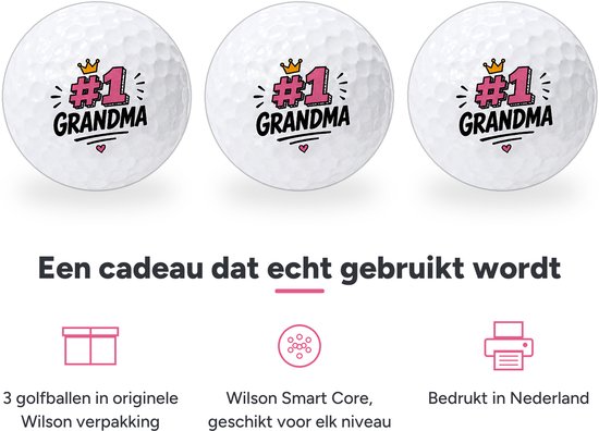 Wilson Golfballen Best Grandma - Oma Golf Cadeau - 3 stuks - Bedrukte Golfballen van Wilson — afbeelding 2