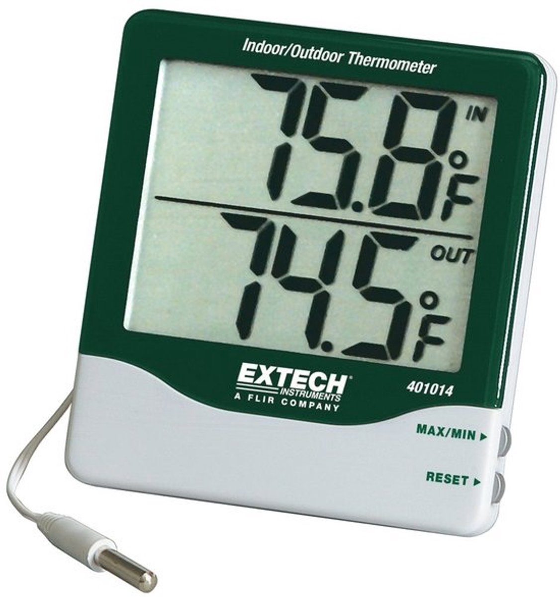 Groot Binnen-Buiten Thermometer met Min/Max Geheugen en Waterdichte Sensor