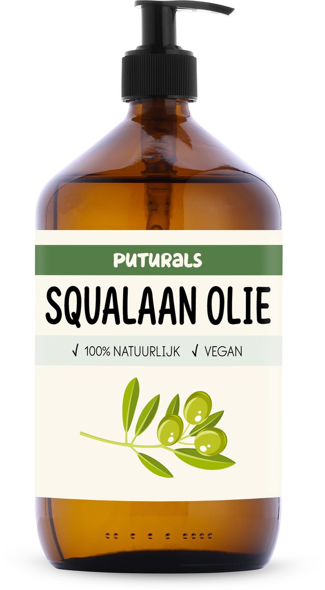 Squalaan Olie 100% Natuurlijk - 1000 ml - Koudgeperst & Plantaardig - Squalane Olie Huidolie uit Olijven - Squalaan Olie Voor Huid, Haar & Lichaam