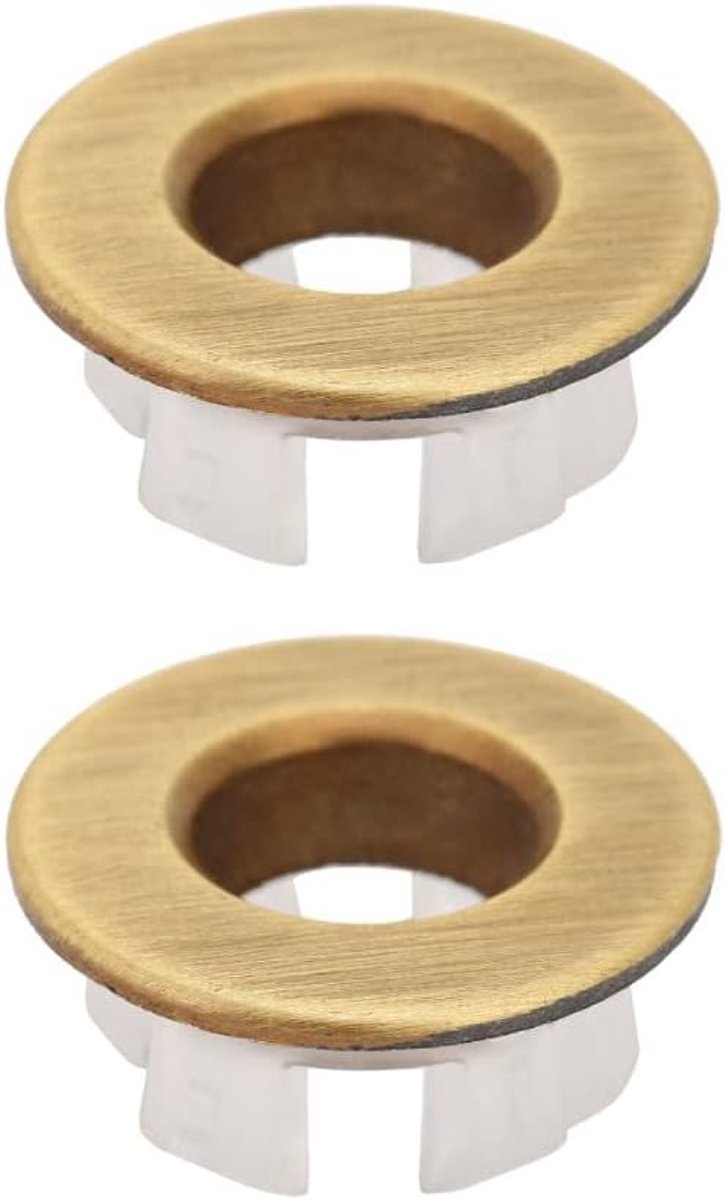 Spoeloverloop Ring Overloopdeksel Rond Messing Ingevoegd in het Gat Reserveonderdelen voor Badkamer Keuken Wastafel (2 stuks Brons)