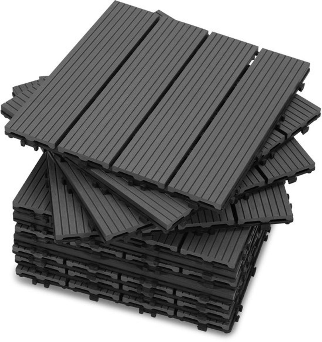 110 Stuks WPC Terrastegels 30x30 cm Antraciet Kliksysteem voor Terras en Balkon