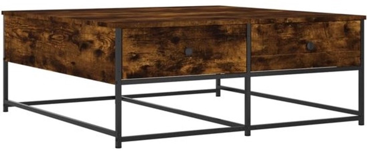 Salontafel 100x99 cm in gerookt eikenkleur met 2 lades - Modern en functioneel