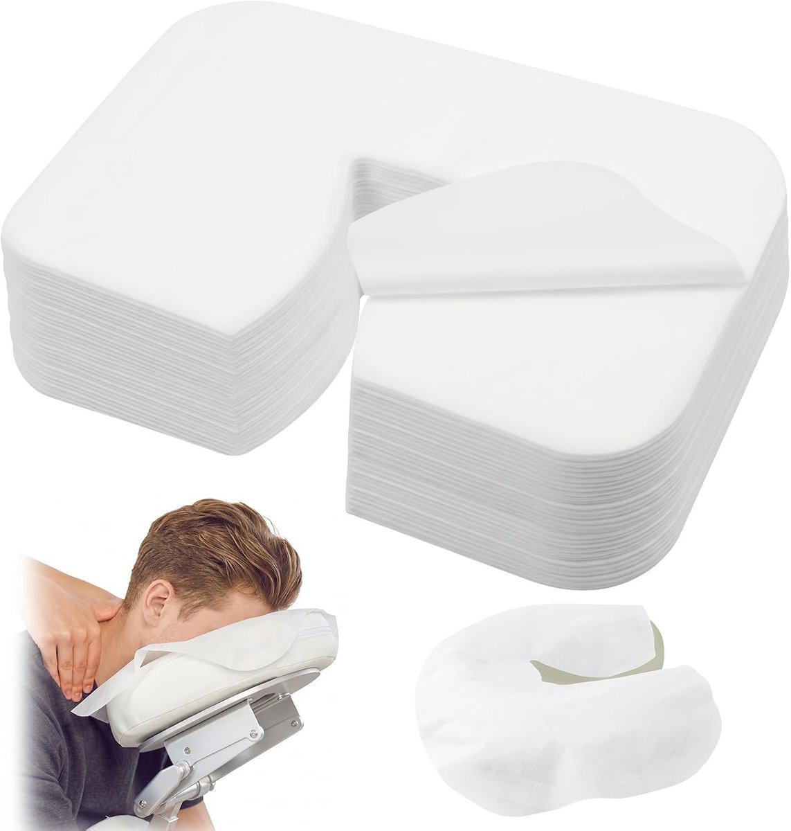 Pack van 200 Wegwerp Neusdoeken voor Massagestoelen, Ademend en Zacht voor Behandeltafels en Massagebanken, 37 x 26,5 cm