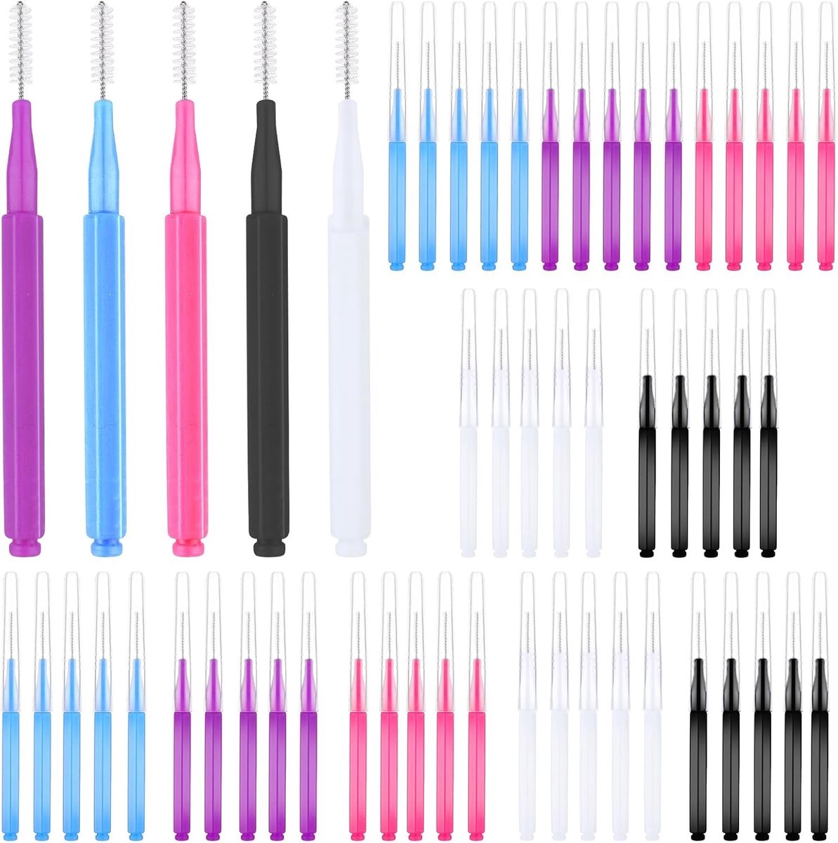 50 Stuks Micro Wenkbrauw- en Wimperborstels - Multifunctionele Kam voor Wenkbrauwlaminatie, Wimperlifting en Extensions
