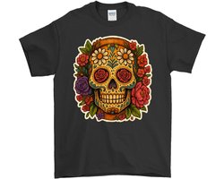 Día de los Muertos Shirt – Suiker Skull met Bloemen – Feest Outfit – Unisex T-Shirt voor Dames & Heren – Origineel Cadeau