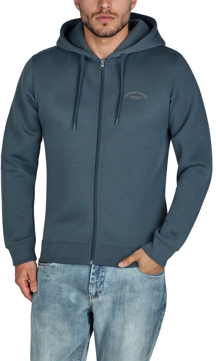 Jack & Jones Heren Sweatjack JJAUTHENTIC SWEAT ZIP HOOD regular fit Blauw 3XL Volwassenen Hoodiejacket - Sweatvest