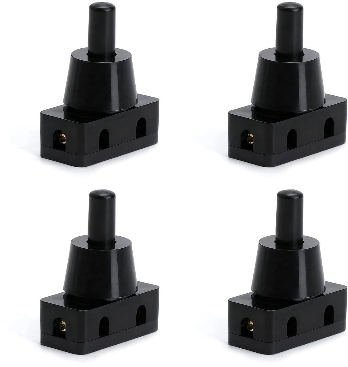 Set van 4 Flush-Mounted Drukschakelaars, Lampenschakelaars met Schroefdop, Mini Drukschakelaars voor Verlichting, Keukenapparatuur en Meer, 250 V, 10 A, IP20