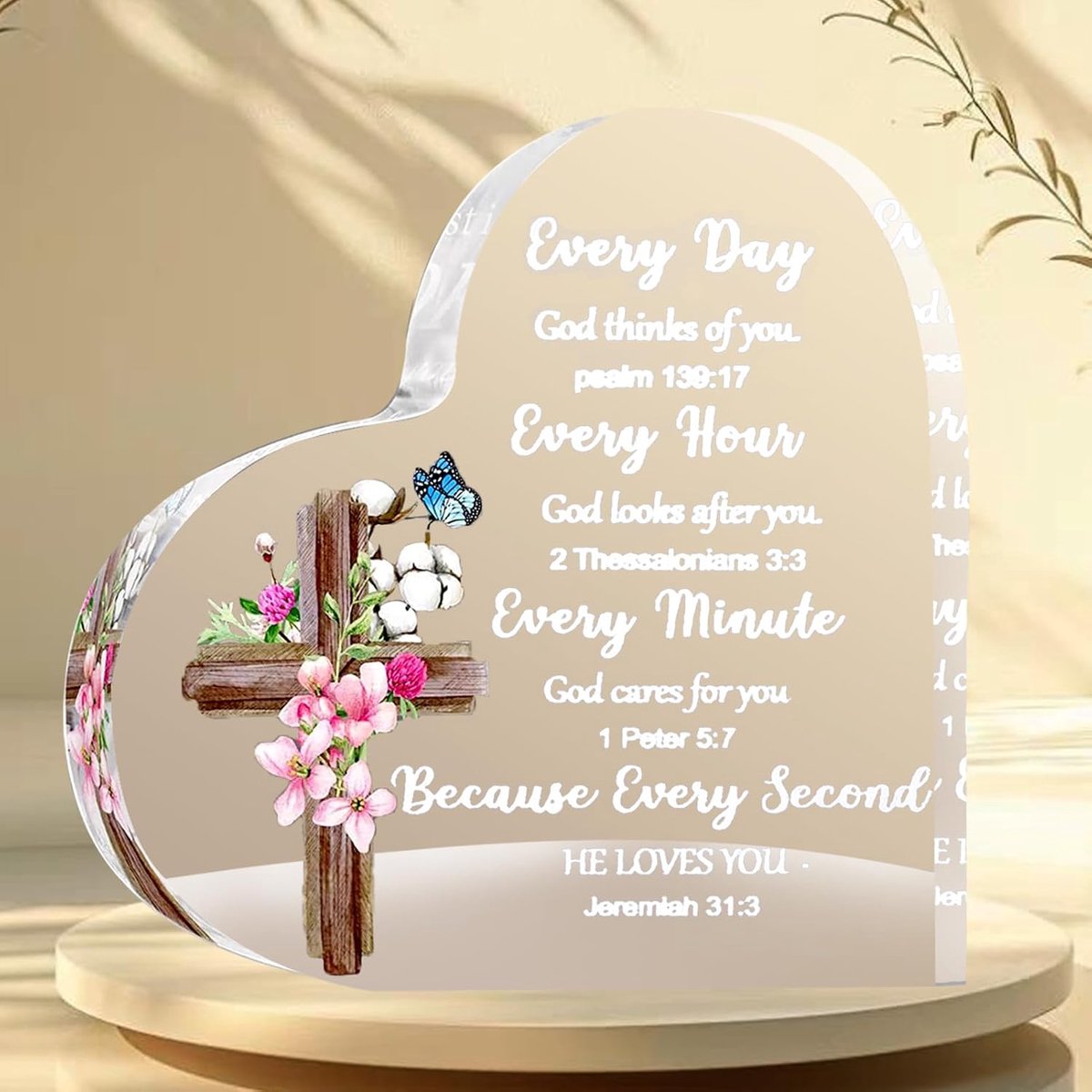 geschenken voor vrouwen, inspirerende acrylplaat met bijbelvers gebed, spirituele aandenken decoratie voor doop, Pasen, doop, religieus cadeau, cadeaus voor vrouwen, mannen, vrienden