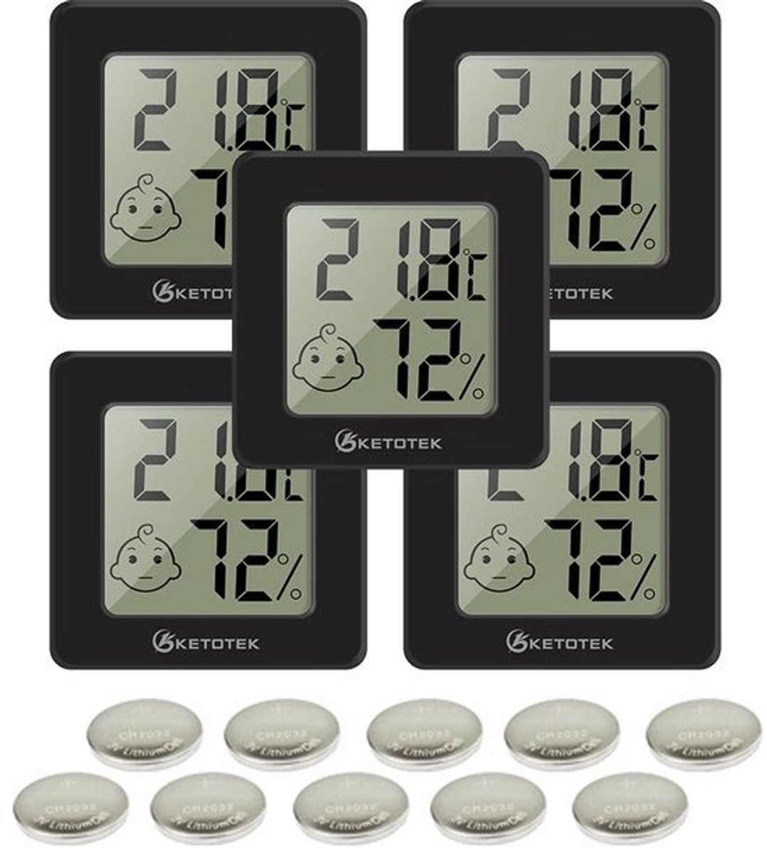 Digitale Mini Hygrometer Thermometer Set van 5 voor Binnengebruik