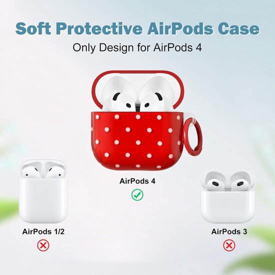 Newseego voor AirPods 4 Clear Case met Reinigingsset, Leuke Polka Dot Esthetics Patroon Case met Sleutelhanger Ring voor Meisjes Vrouwen Zachte TPU Beschermende Shockproof Cover voor Airpods 4e — afbeelding 2