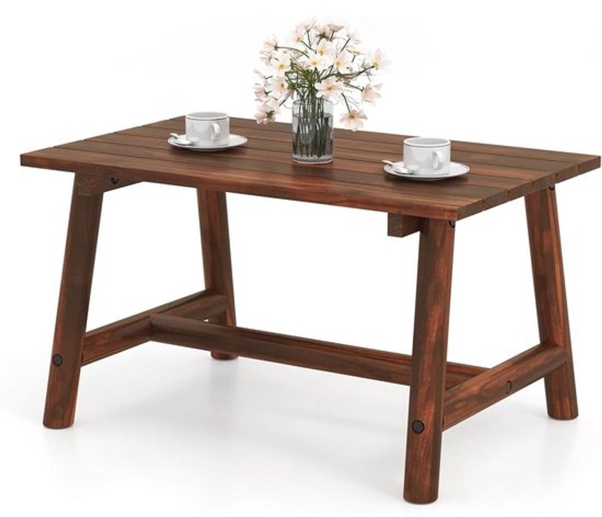Massief Houten Tuintafel - Rechthoekige Bijzettafel voor Buiten - 125 kg belasting - 90 x 55 x 50 cm - Bruin