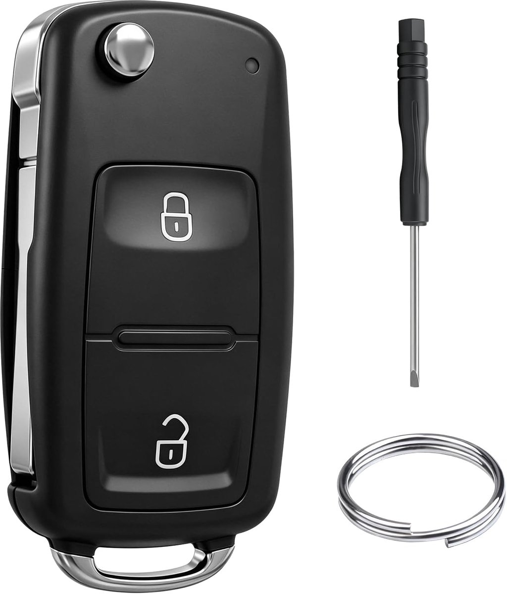 Behuizing voor autosleutel met 2 knoppen, compatibel met Volkswagen Transporter T5 T6 Polo Amarok Tiguan Golf MK6 Passat Seat Skoda sleutels, Volkswagen afstandsbediening reservesleutel