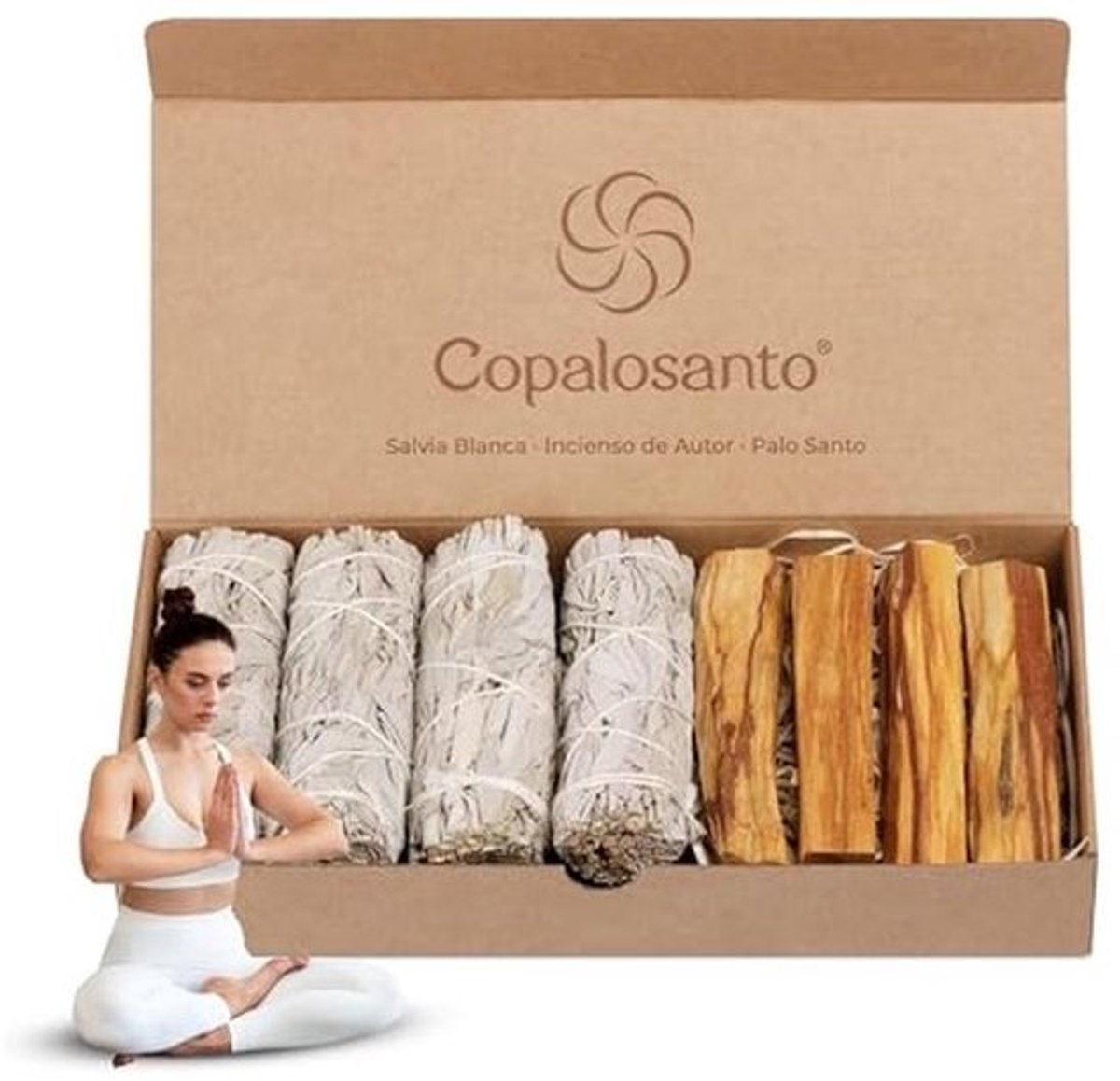 Set Natuurlijke Wierookstokjes met Apiana-salie en Palo Santo - 4 Heilige Houten Staven + 4 Bundels van 10 cm