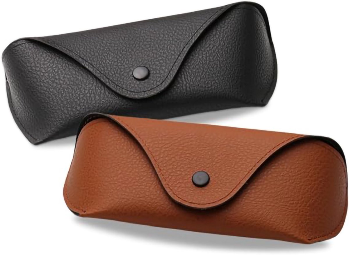 2 stuks Brillenkoker - Zonnebrilhouder - Zonnebrillen accessoires - Brillen hoesje - opbergset voor zonnebrillen - draagbaar - opbergdoos - reisset - unisex - 16.5*7*3.5cm - zwart, bruin