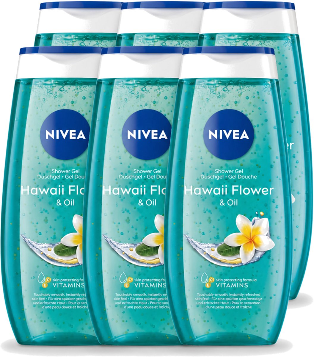 6 x Nivea – Douchegel – Hawaii Flower & Oil – 250 ml - Voordeelverpakking - 6 stuks