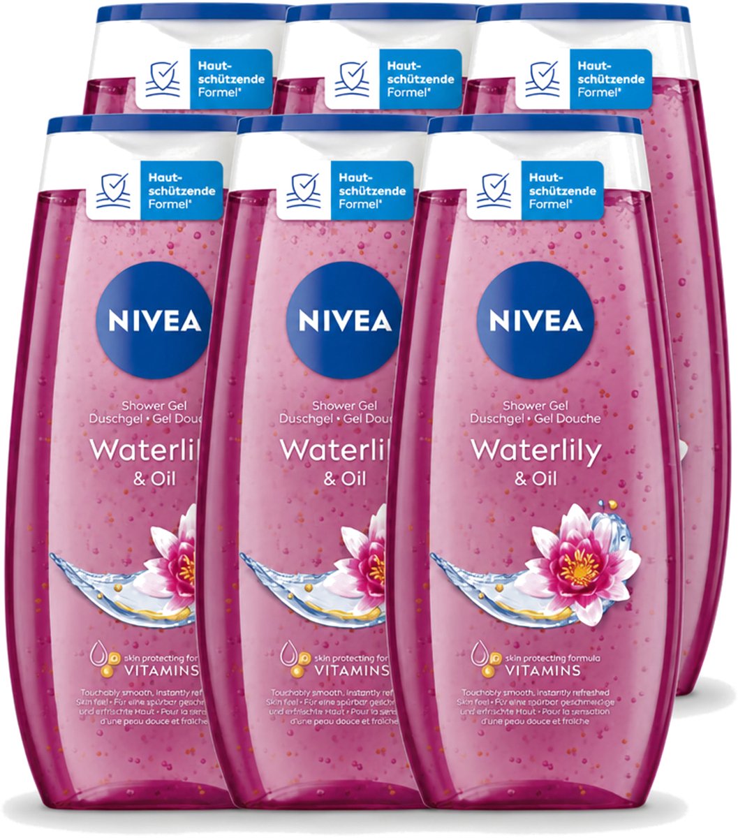 6 x Nivea – Douchegel – Waterlily & Oil – 250 ml - Voordeelverpakking - 6 stuks