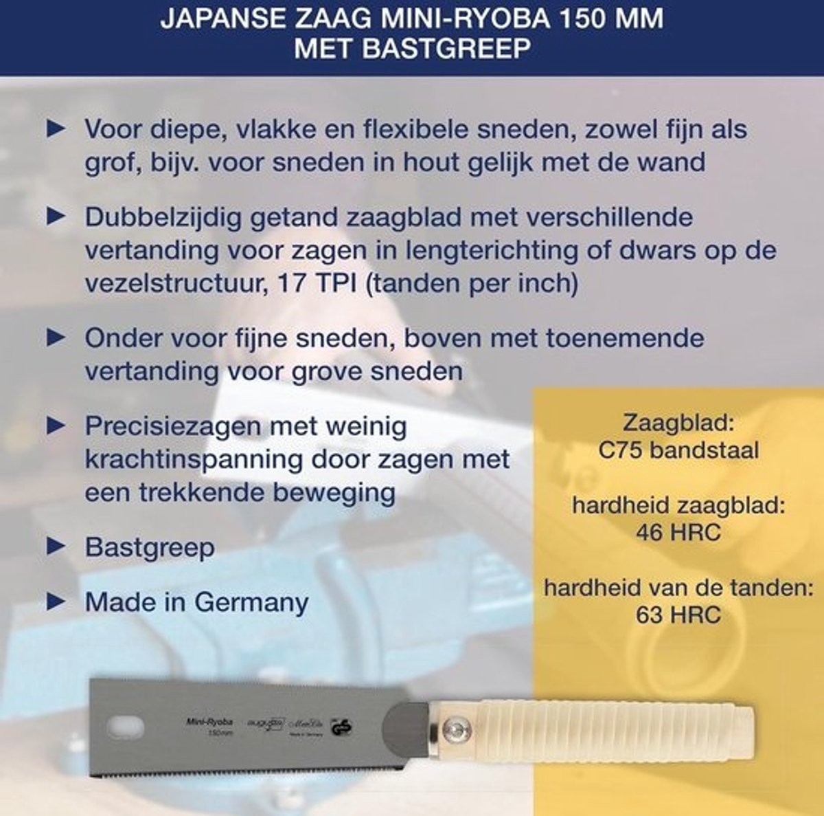 Japanse zaag Mini-Ryoba - driezijdige diamantzaagsnede - speciale vertanding - fijne zaagsneden in hout - Augusta-Heckenrose