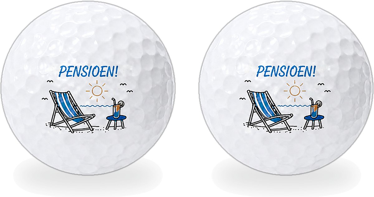 Wilson Golfballen Pensioen Cadeau - Afscheid Golf Cadeau - 2 stuks - Golfbal met Opdruk