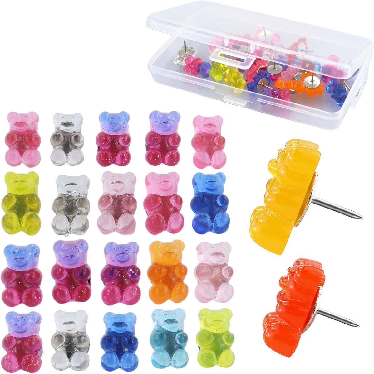 Punaises, creatieve decoratieve prikspelden, kleurrijke heldere spelden, hars beer, priknaalden voor stof, sieraden, doe-het-zelfdecoratie, handwerk, kurk, bord, muurkaart