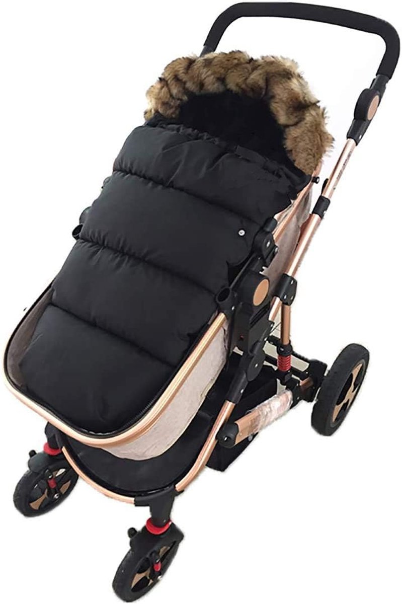 Universele fleece tas. Wandelwagen- en kinderwagentas met ritssluiting (Universal-Bugaboo-Maclaren-Jane) Kleur Zwart