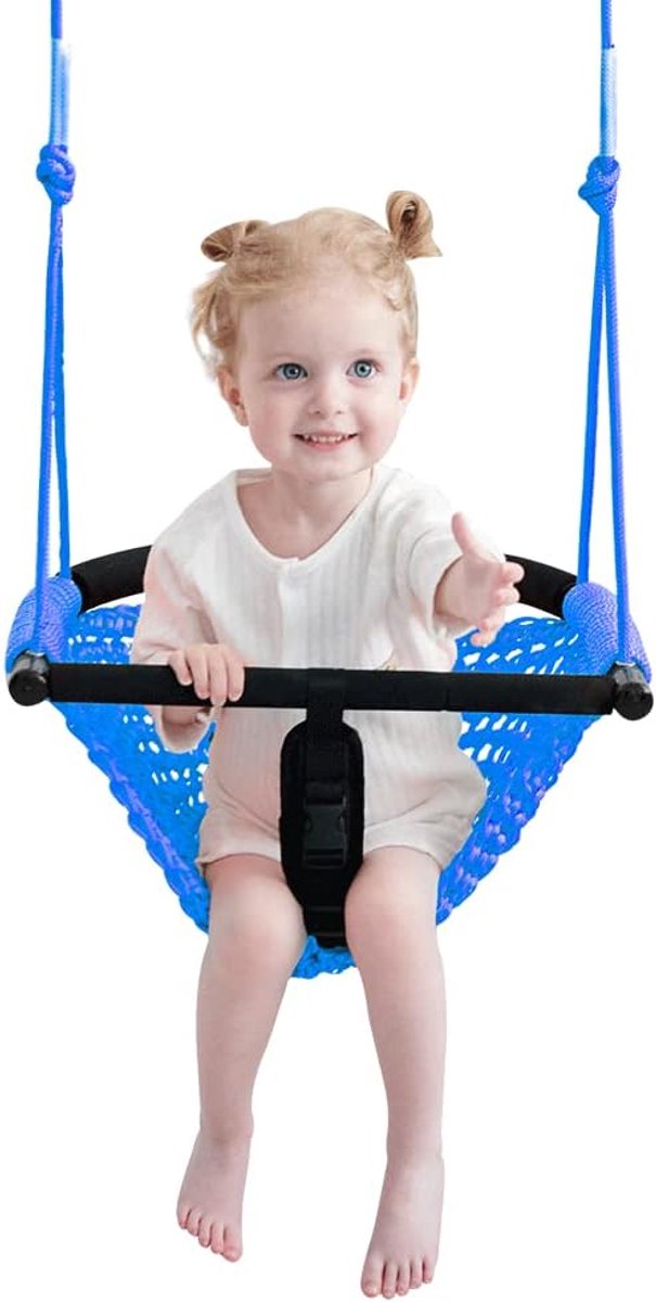 2-in-1 schommelstoel voor peuters, met verstelbare touwen, robuuste schommelset voor kinderen, binnen en buiten, tuin, upgrade-product (blauw)