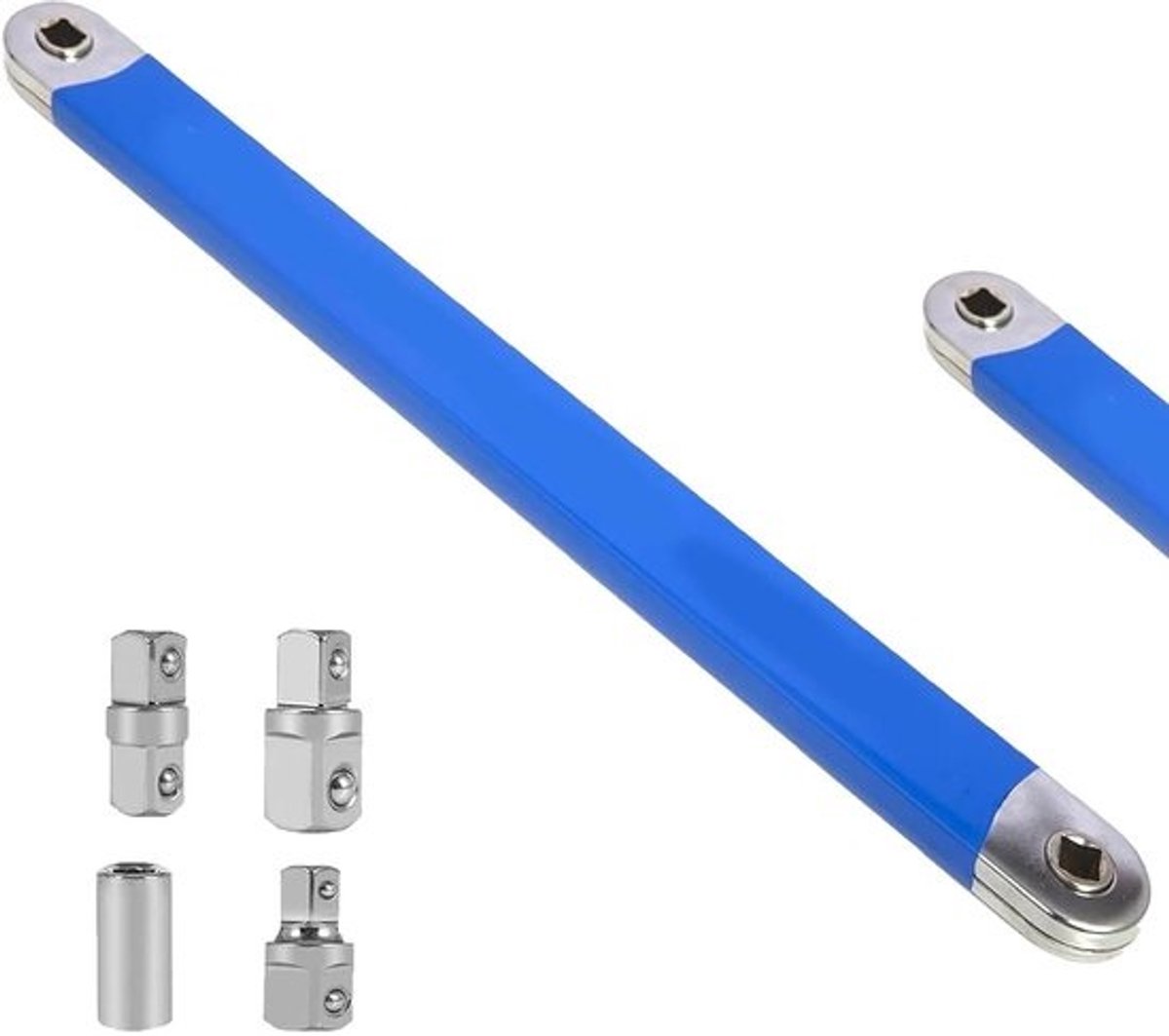 Zero Offset Extension Wrench - gebogen verlengsleutel - multifunctionele offset extension moersleutel - 1/2" 1/4" 3/8" set - kleine ruimtes - blauw