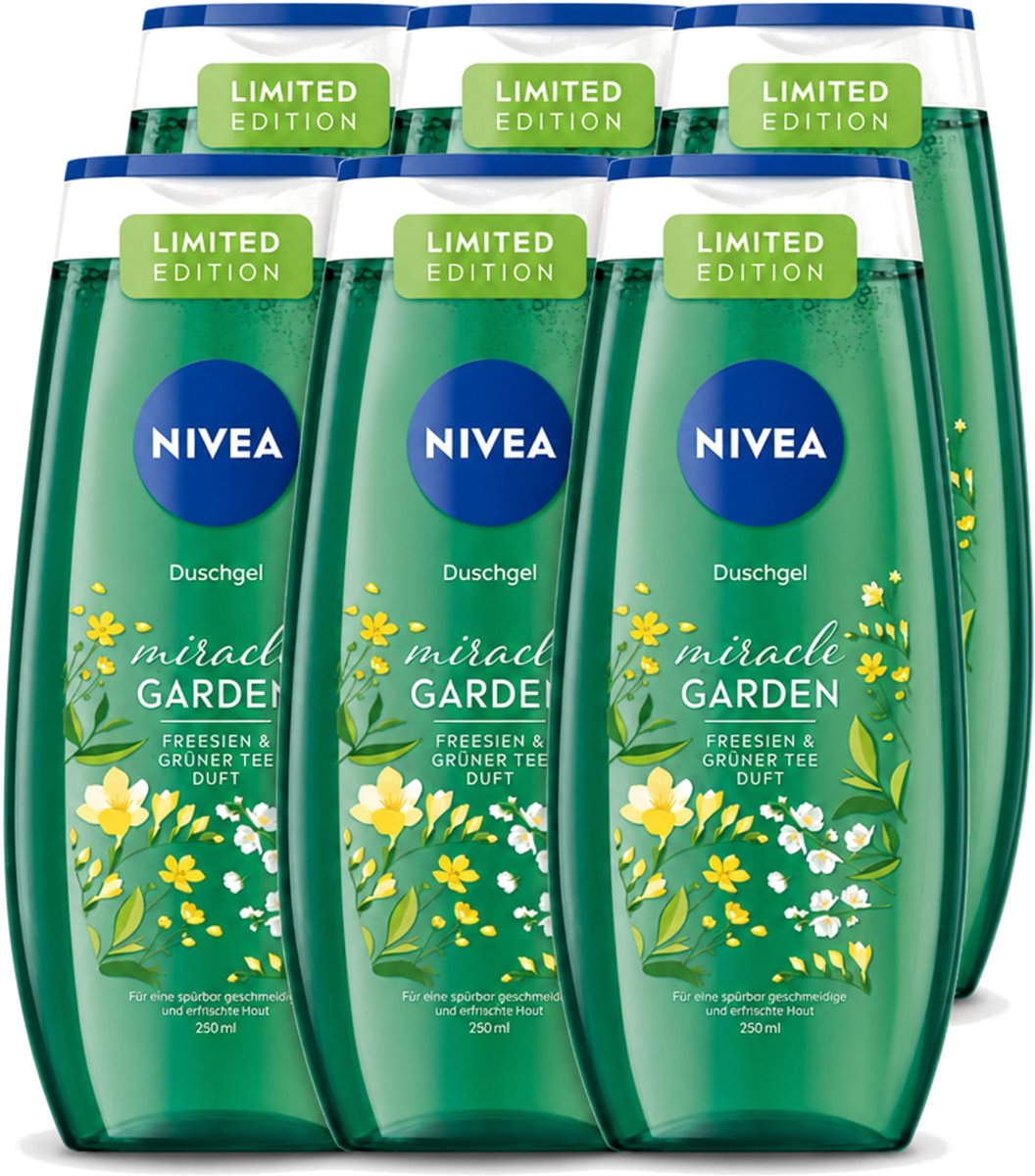 6 x Nivea - Douchegel - Freesia & Groene Thee - 250 ml - Voordeelverpakking - 6 stuks
