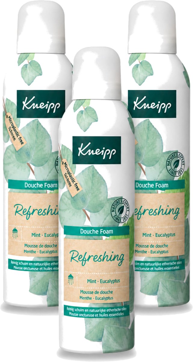 3 x Kneipp - Douchefoam - Mint & Eucalyptus - Vegan - 200 ml - Voordeelverpakking - 3 stuks