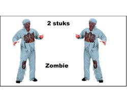 2x Zombie Walking dead chirurg mt.M/L - Halloween horror zombie scary met infuuszak themafeest dokter