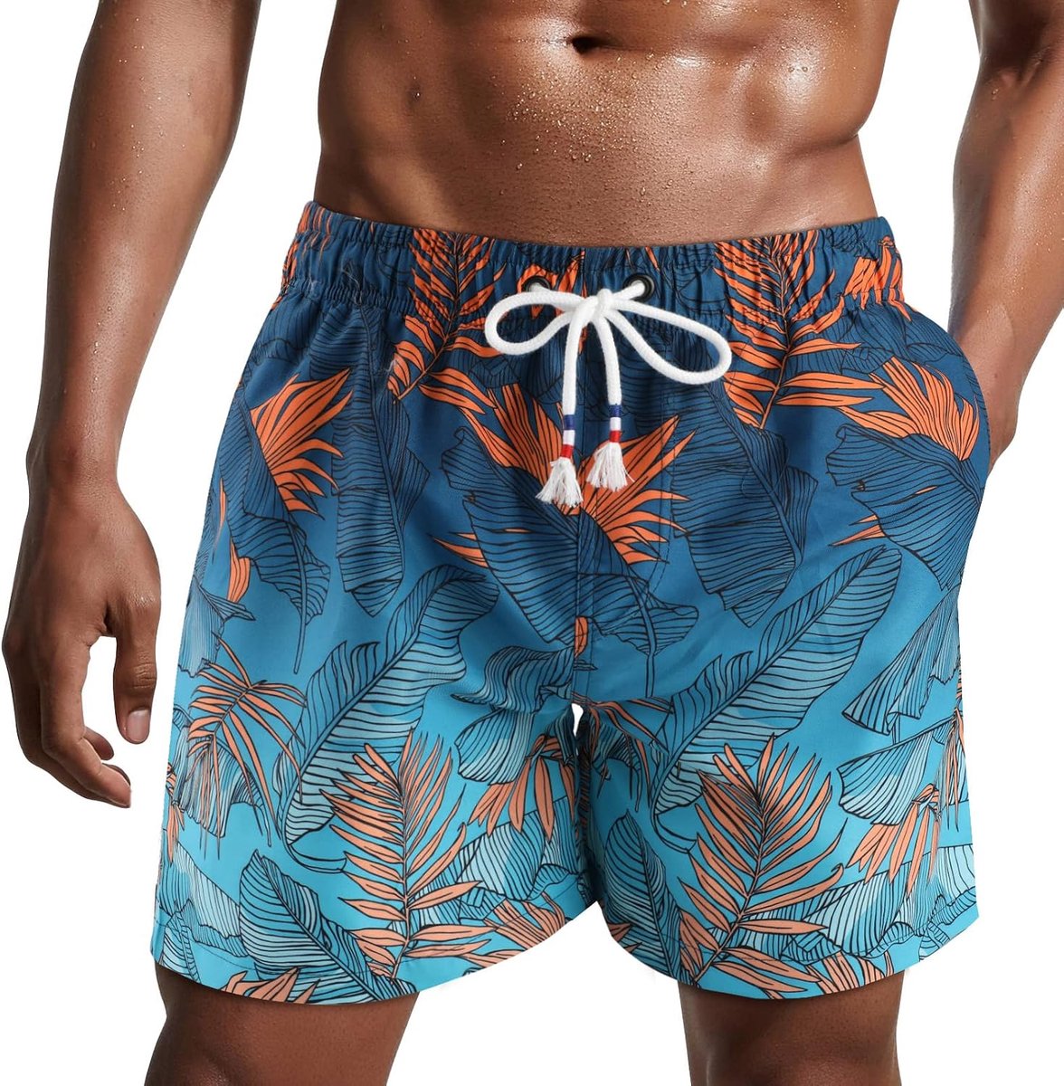 herenzwembroek, sneldrogende korte strandbroek, korte surfbroek met voering van gaasstof