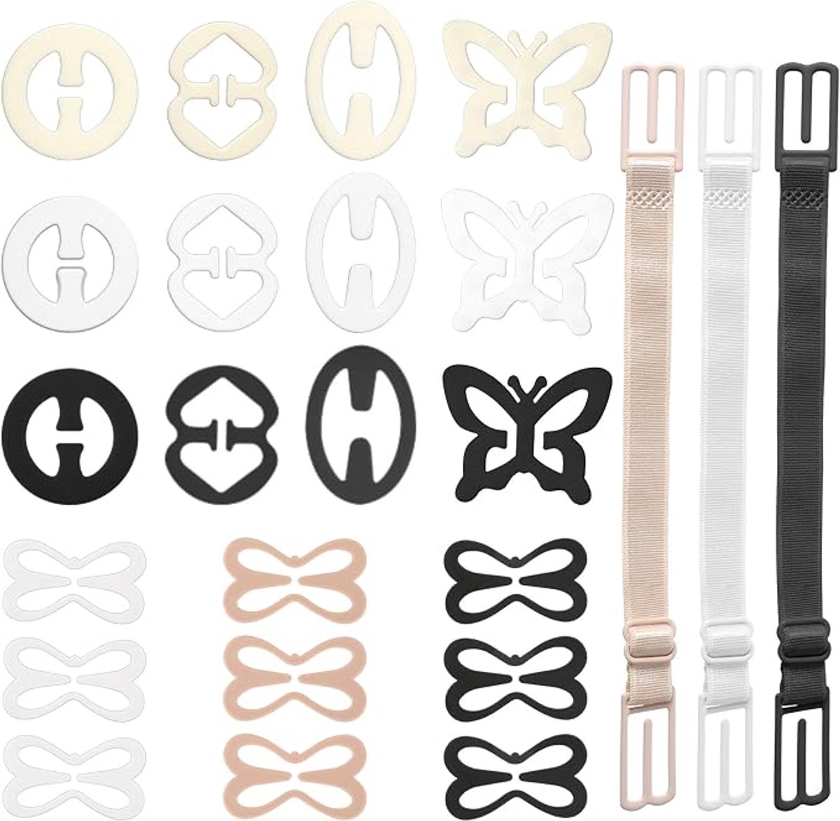24 stuks beha-bandjes, clips voor dames, antislip, verstelbare beha-clips voor de rug, antislip, elastische bh-bandjes voor hardlopen, klimmen, training