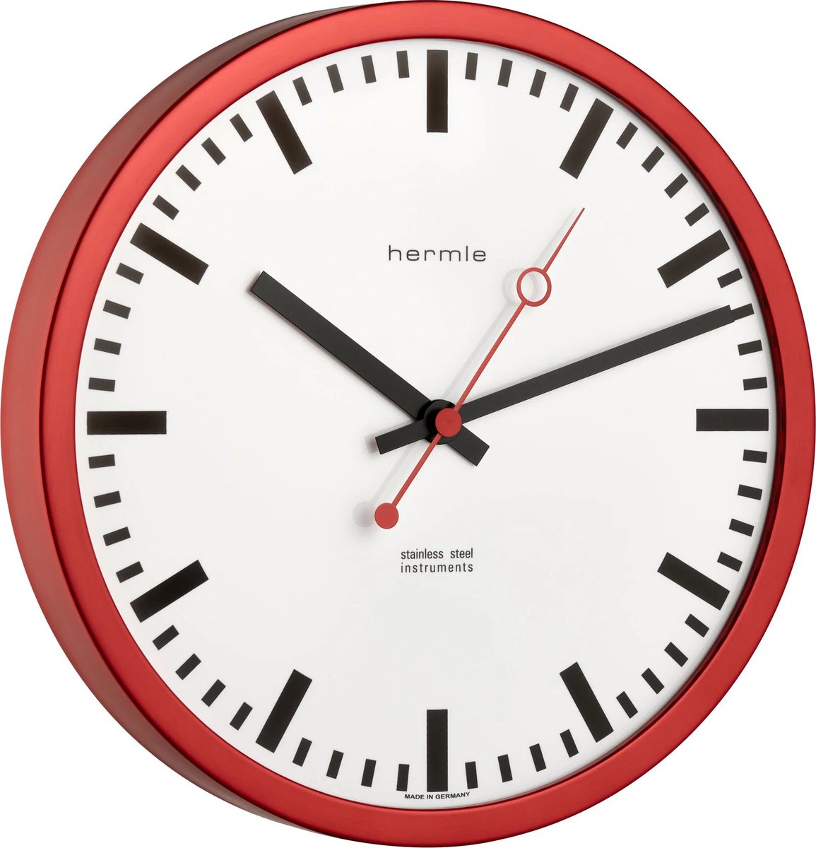 Hermle Stationsklok Rood / witte wijzerplaat Wandklok Quartz 30cm door Hermle Uhren