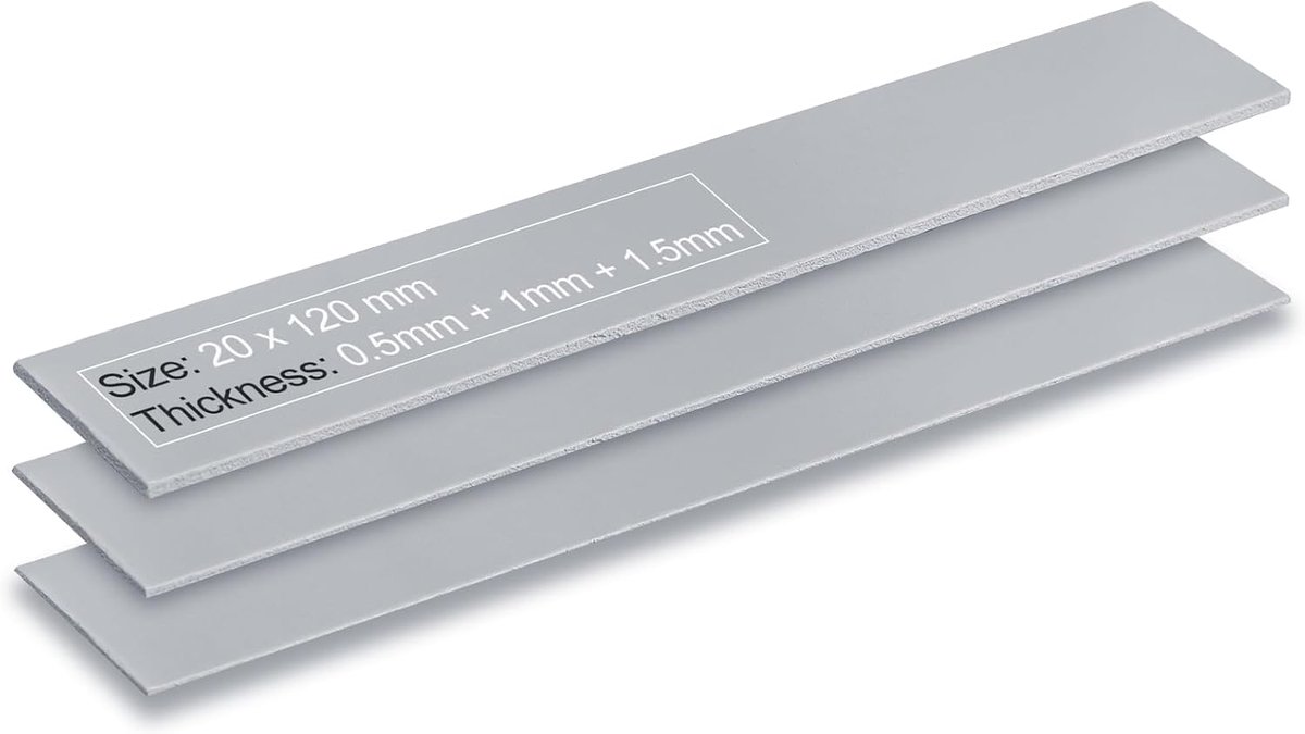 3-pack 13W/m.k thermische pads, M.2 SSD 70 x 20mm 0,5mm 1mm 1,5mm zeer efficiënte thermische geleidbaarheid siliconen koelpads voor laptop heatsink CPU GPU SSD IC LED koeler
