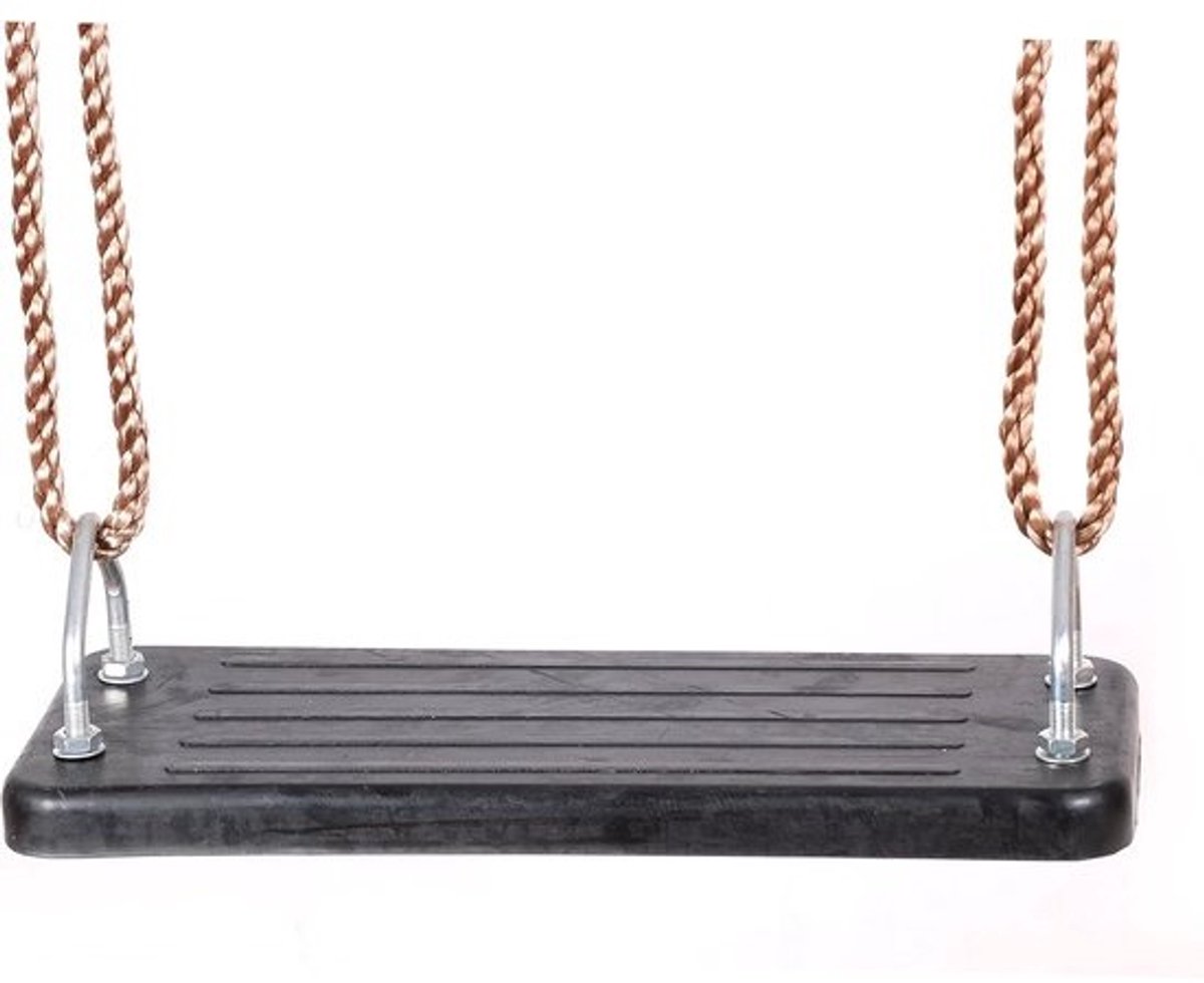 Rubberen Schommelzit - Schommelplank Touwen - Buiten Spelen - Met Metalen Inleg - 44.5 cm - Zwart