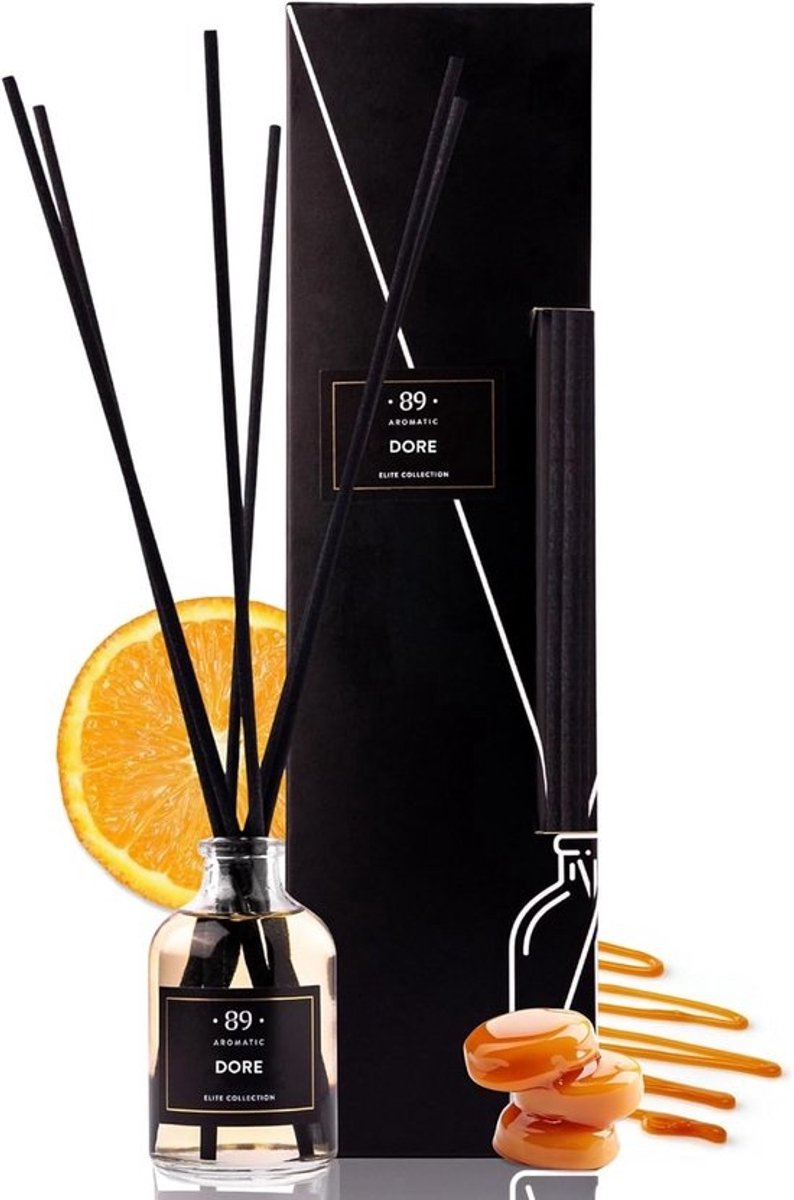 Luxe Geurstokjes Reed Diffuser - Karamel Sinaasappel Geur - Langdurige Luchtverfrisser voor Huis en Badkamer