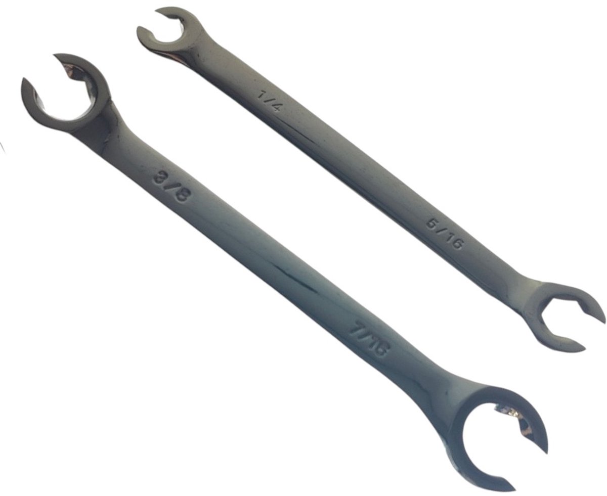 Remleidingsleutel Set 2-delig Inch 1/4-5/16 en 3/8-7/16 Verchroomd