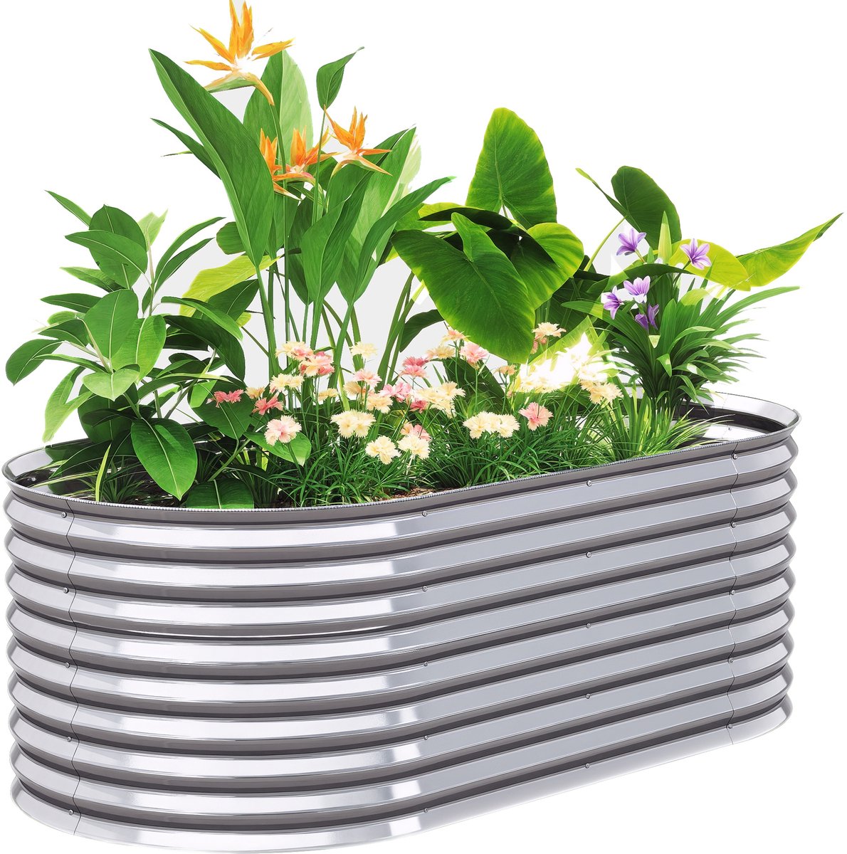 Plantenbak - verhoogd - 160x80x56 - cm - gegalvaniseerd - staal - zilver