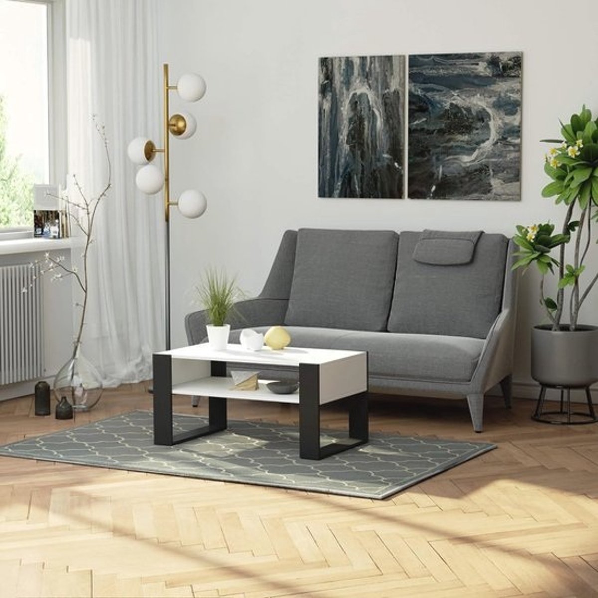 Salontafel Hout 92 x 45 x 53 cm - Minimalistisch Modern Design voor Woonkamer en Slaapkamer