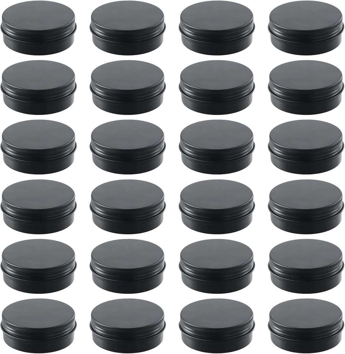 Ronde Lege Aluminium Cosmeticablikjes 2 fl oz, 24 Stuks, Zwart, Voor Crème, Lotion, Poeder en Make-up Opslag