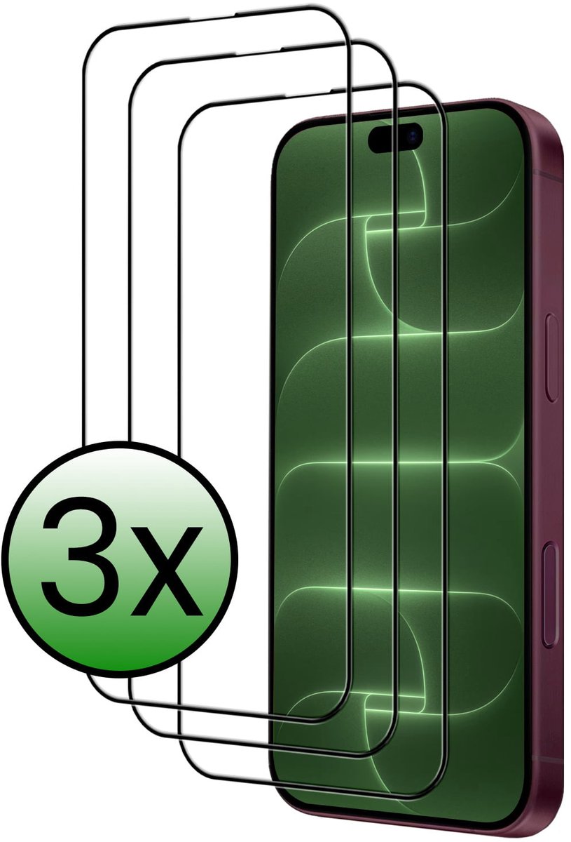 Screenprotector - 3 Stuks Geschikt voor Apple iPhone 18 Pro - Full Cover - Beschermglas - Gehard Glas - Tempered Glass - Screen Protector