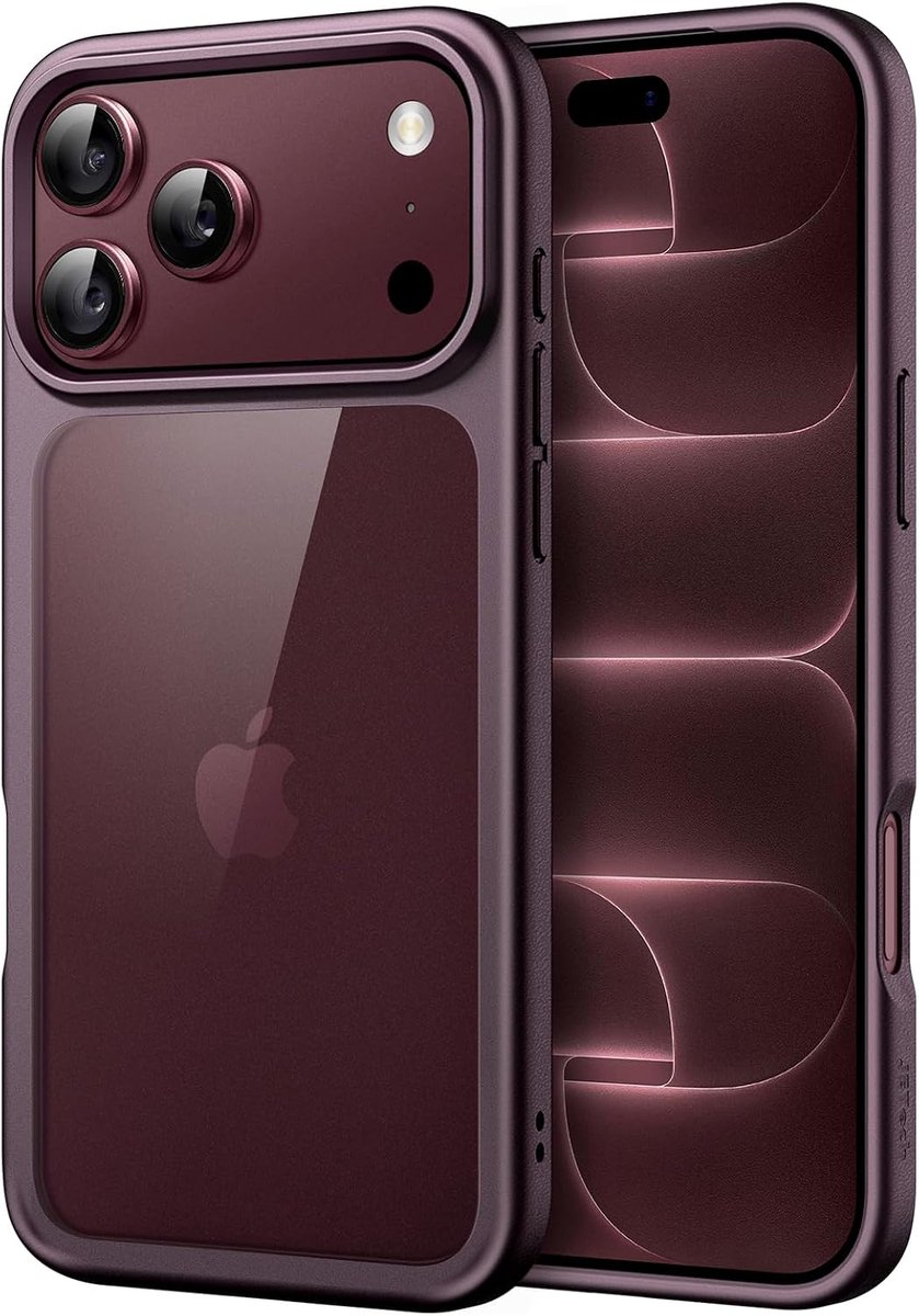 Zandarix Hoesje Geschikt voor Apple iPhone 18 Pro - Niet Vergelend - Schokbestendig - Krasbestendig - Doorzichtig Bumper - Back Cover Hoesje - Cherry Red