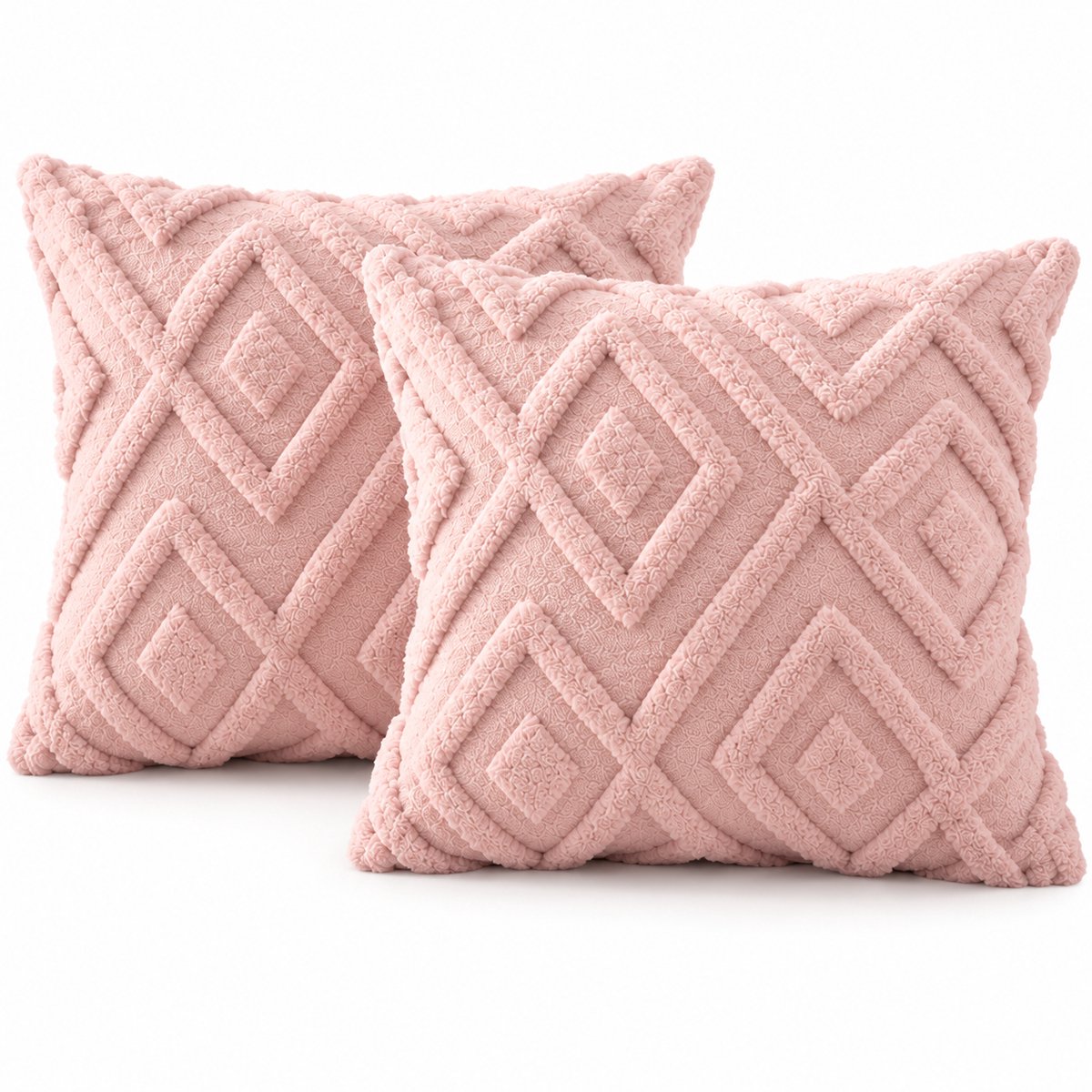 Trovano Sierkussens set van 2 40x40 cm Roze | Inclusief binnenkussens | Vierkante, Luxe & Zachte kussens voor Bank & Woonkamer