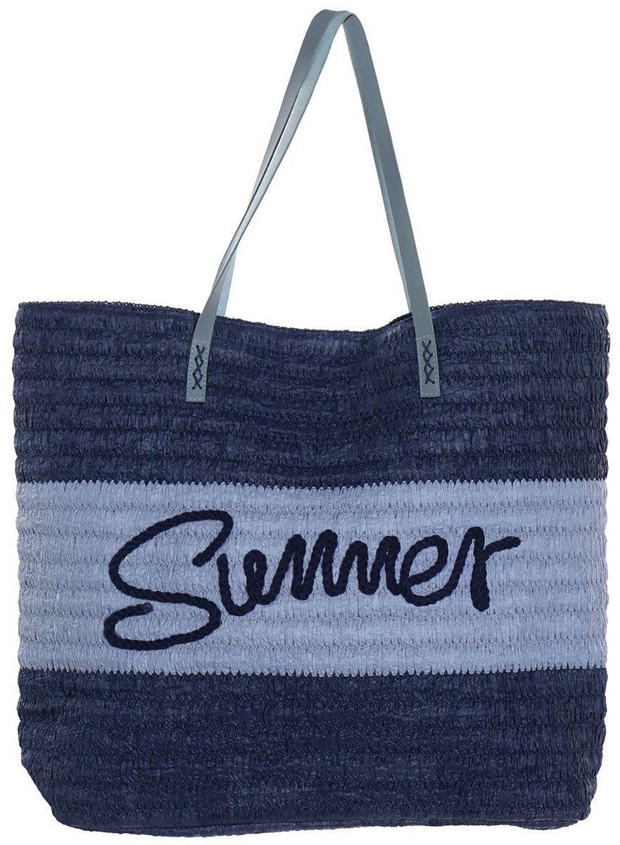 Item International Strandtas Summer - blauw mix - 40 x 38 cm - shopper - boodschappen - polyester