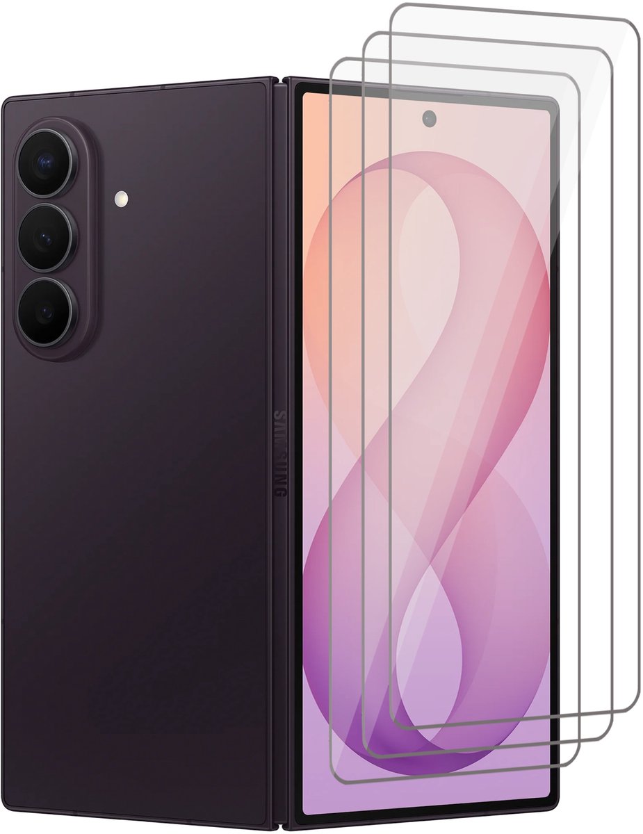 Screenprotector geschikt voor Samsung Galaxy Z Fold 8 Ultra / Fold 7 – 3 Stuks – UltraClear Gehard Glas – Case Friendly – 9H Krasbestendig