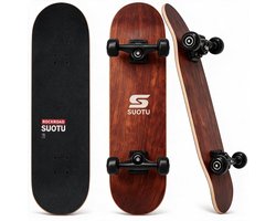Suotu Skateboard - 80x20cm - ABEC-9 - 95A - schokabsorptie - Jongens - Meisjes - Volwassenen Skateboards