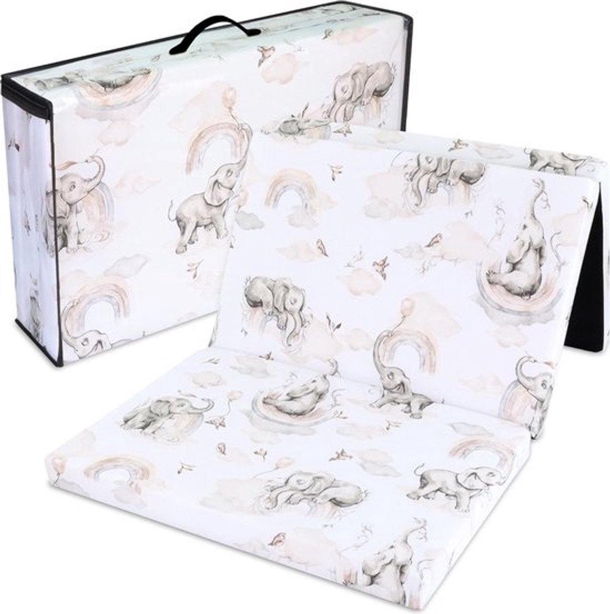 Reisbed matras 60x120 cm opvouwbaar - dikke opvouwbare matras voor baby vouwmatras kinderen matras reisbed 120x60 Olifant grijs