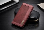 Leren/stof Wallet case - Iphone X Hoesje - Rood - Caseme