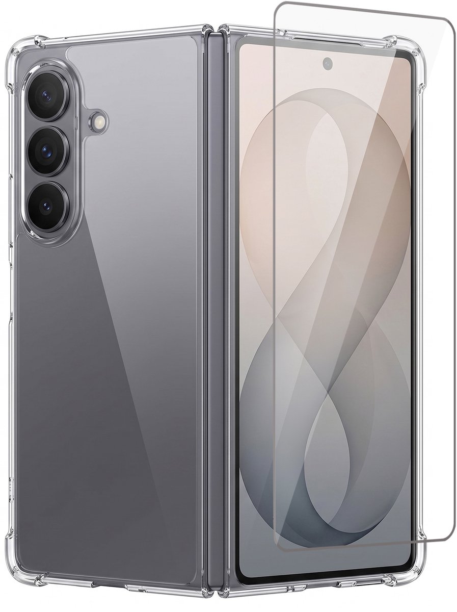 Hoesje geschikt voor Samsung Galaxy Z Fold 8 Ultra / Fold 7 – CrystalClear Back Cover – Schokbestendig – Met Screenprotector Glas