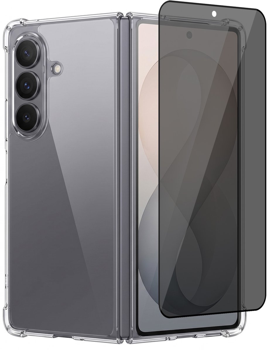 Hoesje geschikt voor Samsung Galaxy Z Fold 8 Ultra / Fold 7 – CrystalClear Back Cover – Schokbestendig – Privacy Screenprotector Full Cover