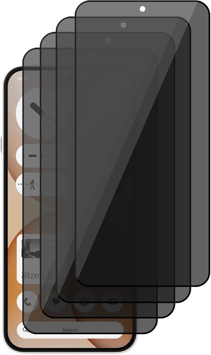 Privacy Screenprotector geschikt voor Nothing Phone 4a – 4 Stuks – Full Cover Gehard Glas – Anti Inkijk – Privacy Filter